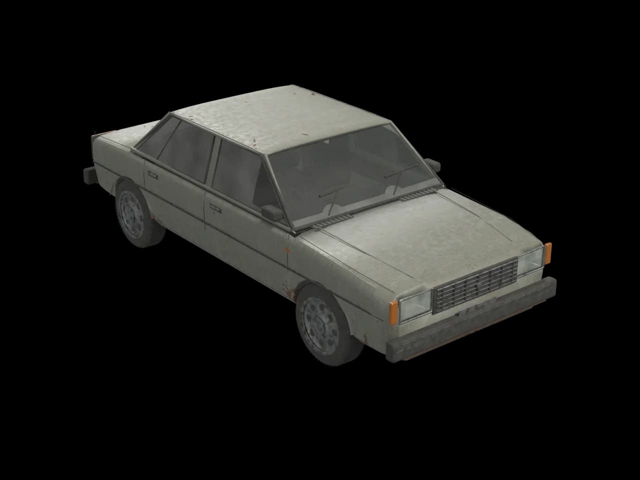 Abandoned Sedan, realistic 3D model, GLB