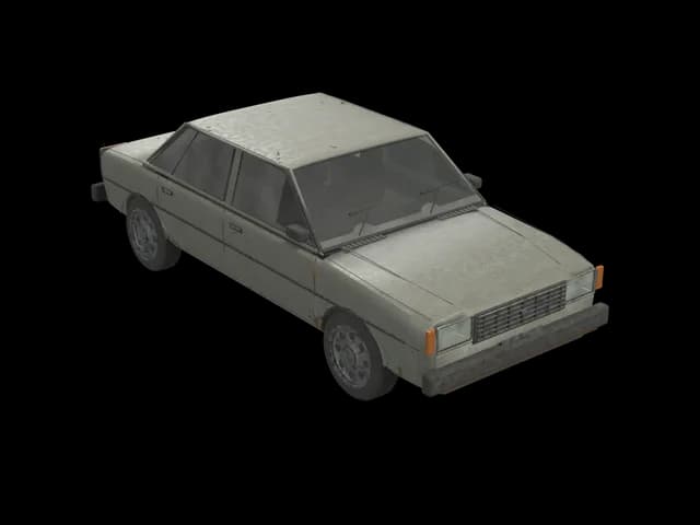 Abandoned Sedan, realistic 3D model, GLB