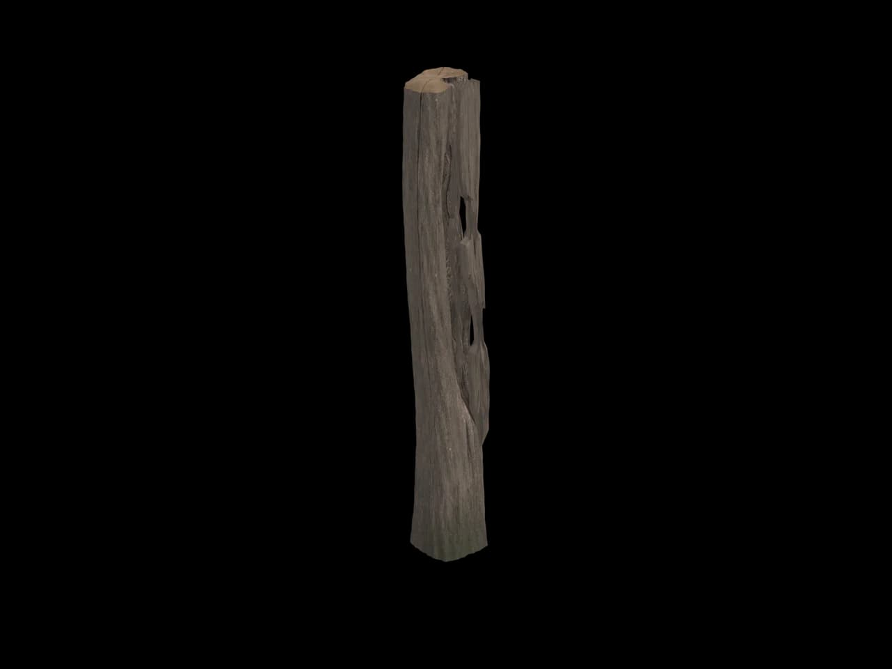 Splintered Wooden Post, realistic 3D model, GLB