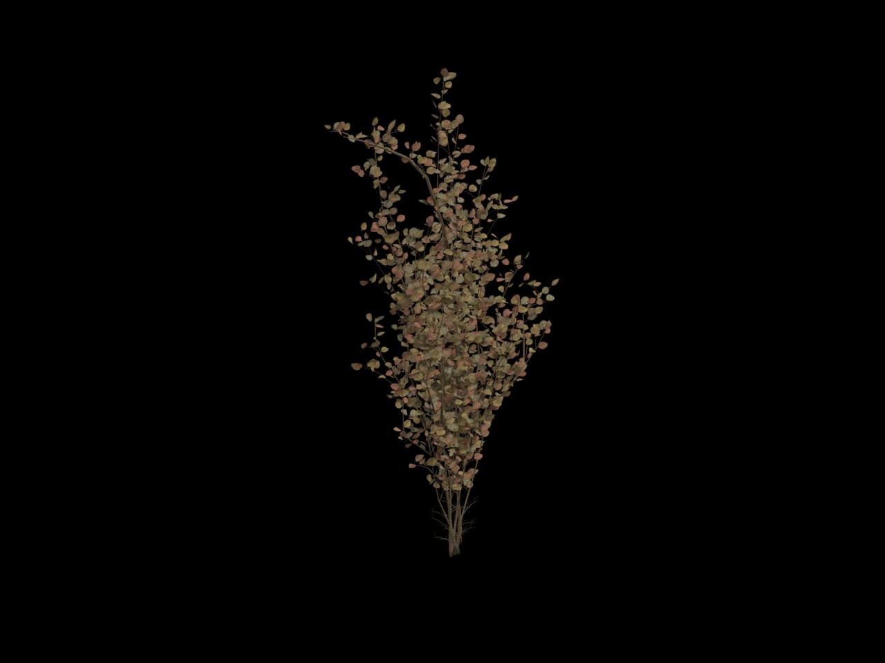 Tall Autumn Shrub, realistic 3D model, GLB