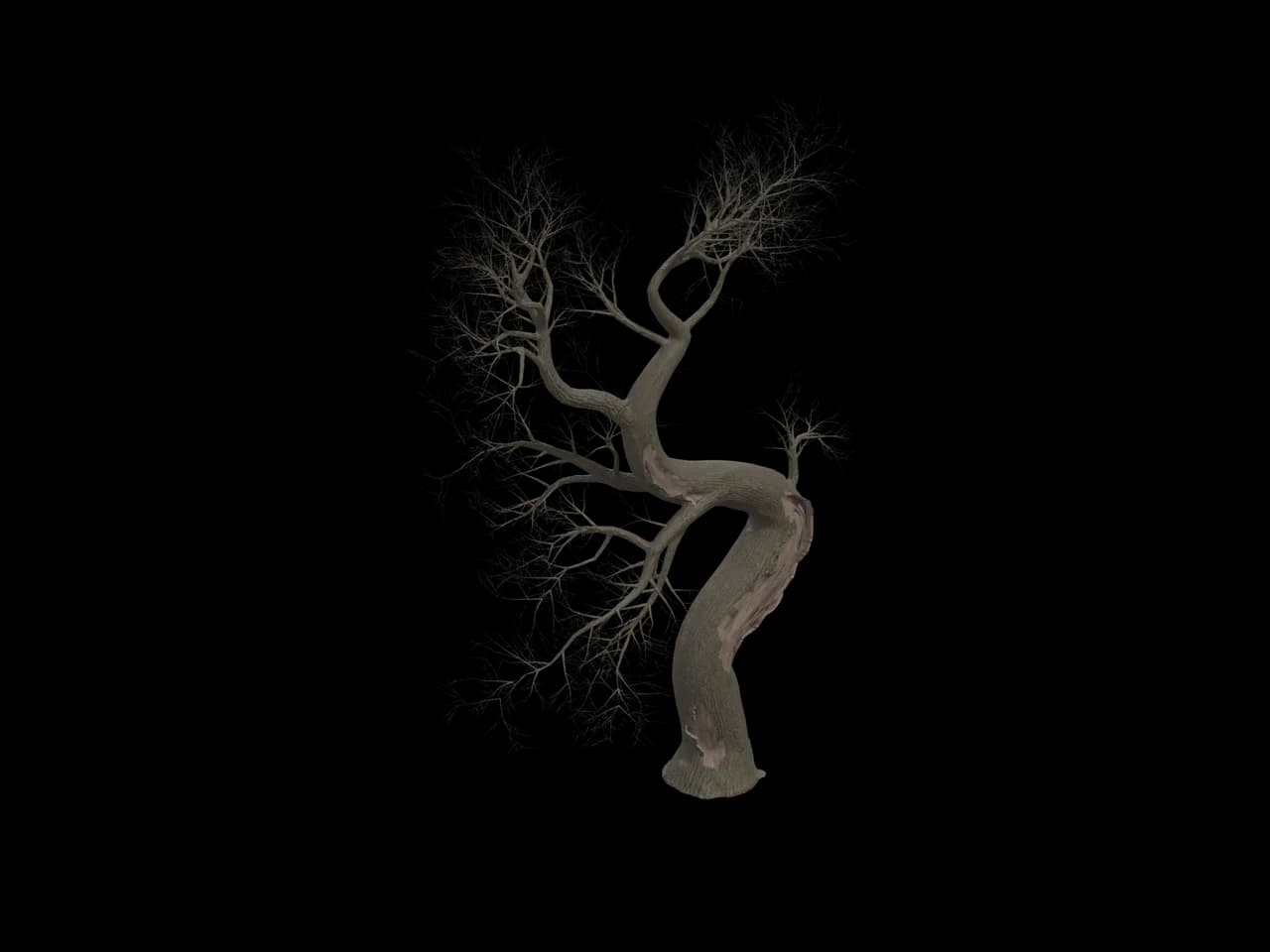 Twisted Dead Tree, realistic 3D model, GLB