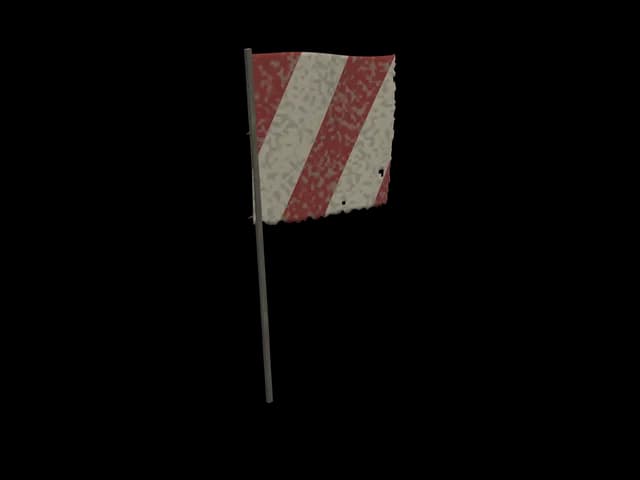 Warning Flag on Post, realistic 3D model, GLB