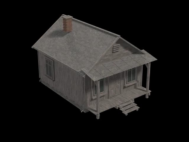Weathered House, realistic 3D model, GLB