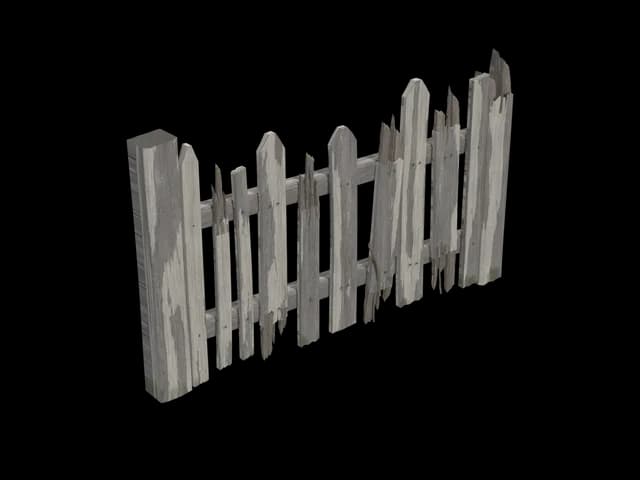 Weathered Wooden Fence, realistic 3D model, GLB
