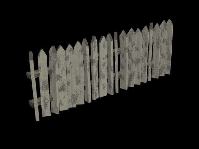 White Picket Fence, realistic 3D model, GLB