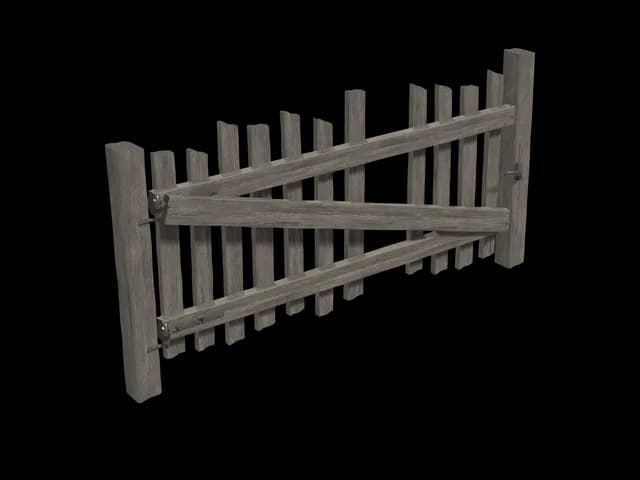 Wide Picket Gate, realistic 3D model, GLB