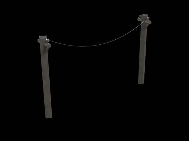 Wooden Utility Poles, realistic 3D model, GLB