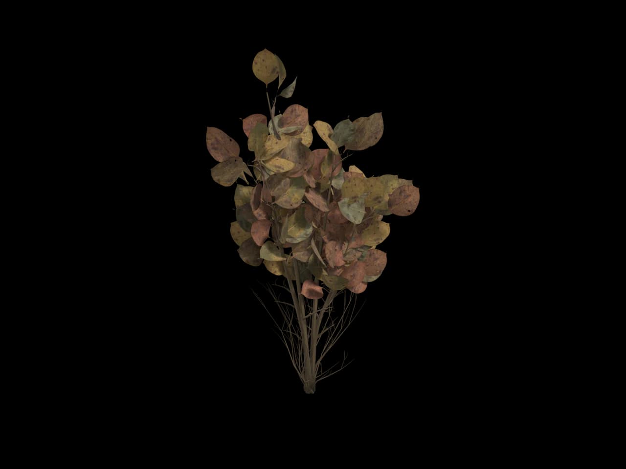 Autumn Shrub, realistic 3D model, GLB