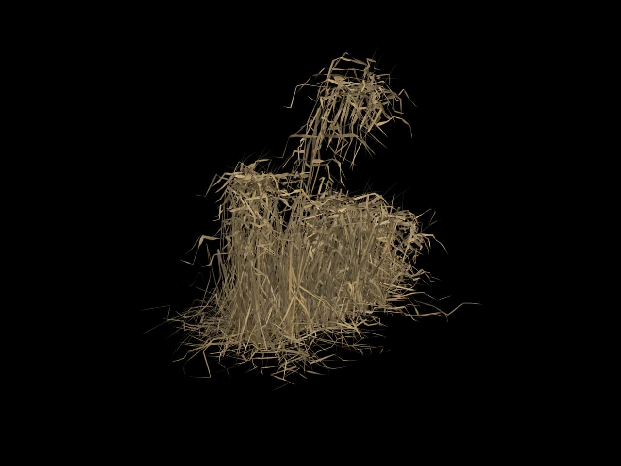 Bent Dry Grass, realistic 3D model, GLB